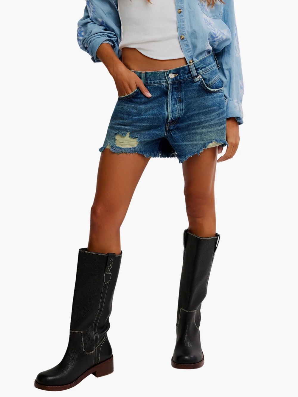 FREE PEOPLE NOW OR NEVER DENIM SHORTS IN SUNSATIONAL SIZE 31 NWT
